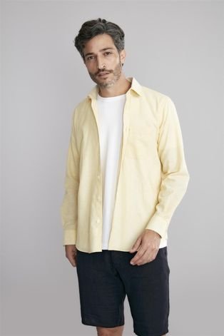 Camisa Manga Longa Comfort Linho - Amarelo 3 HIGHSTIL