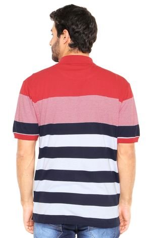 Camisa Polo U.S. Polo Botões Vermelha/Azul-Marinho