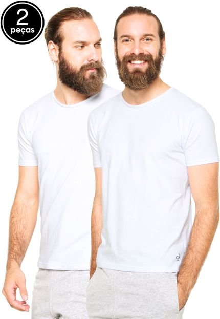 Kit 2pçs Camisetas Calvin Klein Underwear Gola Careca Branco - Marca Calvin Klein Underwear