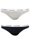 Kit Calcinha Calvin Klein Underwear Tanga 2 peças Azul/ Cinza - Marca Calvin Klein Underwear