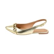 Sapatilha Feminina Bico Fino Mule Slingback CM Calçados Corrente Ouro Light - Marca Monte Shoes