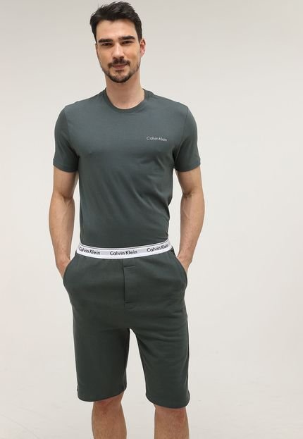 Bermuda de Pijama Calvin Klein Underwear Reta Moletom Modern Verde - Marca Calvin Klein Underwear