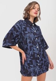 Blusa Topshop Recycled Cotton Blend Matisse Print Azul - Calce Oversize