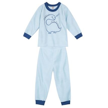 Pijama Soft Listrado Infantil Menino Azul Claro Brandili Incolor - Marca Brandili