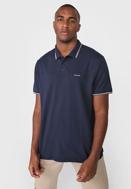 Camisa Polo John John Reta Bordado Azul-Marinho - Marca John John