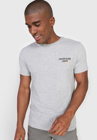 Camiseta Calvin Klein Jeans Logo Cinza - Compre Agora