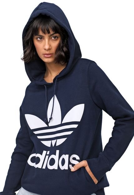 Moletom Fechado adidas Originals Trefoil Hoodie Azul-Marinho - Marca adidas Originals