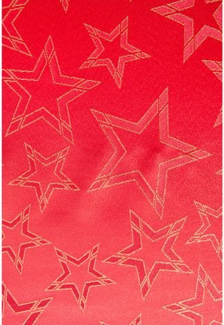 Toalha de Mesa Karsten Natal Golden Estrelas 175x320cm Vermelha