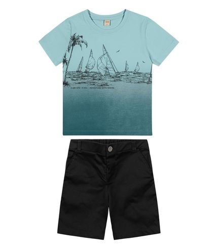 Conjunto Infantil Camiseta Com Bermuda Trick Nick Preto - Marca Trick Nick