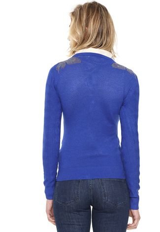 Cardigan Facinelli by MOONCITY Tricot Strass Azul