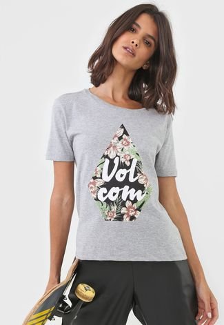 Camiseta Volcom Floral Cinza