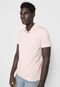 Camisa Polo Hering Slim Listrada Rosa/Branco - Marca Hering