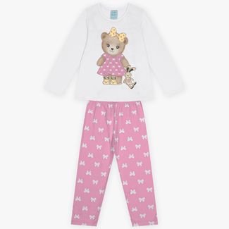 Pijama Infantil Menina Kyly Brilha no Escuro Branco