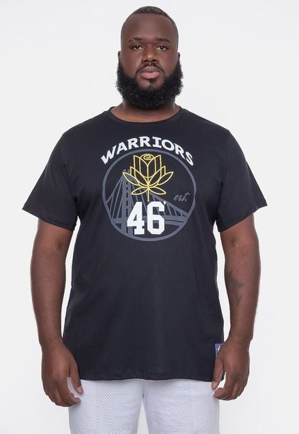 Camiseta NBA Plus Size City Number Golden Stante Warriors Preta - Marca NBA