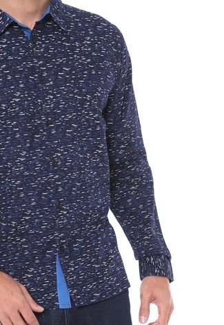 Camisa Polo Wear Reta Estampada Azul-marinho