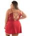 Camisola IMI Lingerie Com Calcinha Microfibra Renda Plus Size Adeli Vermelho - Marca IMI LINGERIE