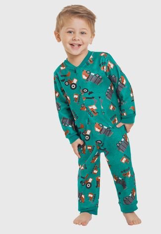 Pijama Infantil Kyly Longo Caminhão Verde