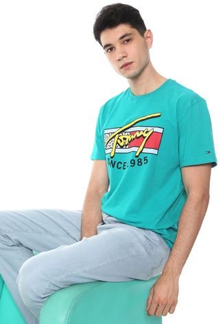 Camiseta Tommy Jeans Neon Script Verde