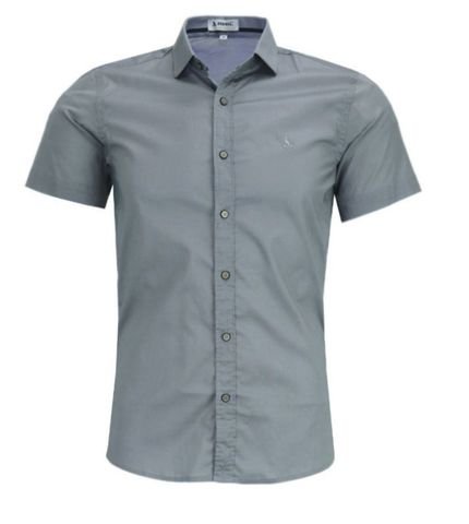 Camisa Social Masculina Amil Cinza Sem Bolso Slim Algodão Com Elastano Exclusiva Cinza  - Marca Amil