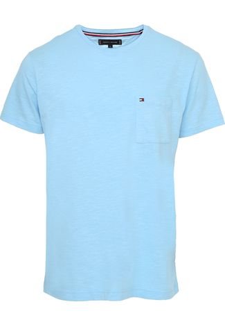 Camisa Tommy Hilfiger Reta com Bolso Azul - Compre Agora