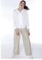 Camisa  Branca Feminina Lisa Manga Longa de Viscose Sob Branco - Marca SOB