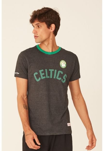 Camiseta Mitchell & Ness Estampada Boston Celtics Cinza Mescla Escuro - Marca Mitchell & Ness