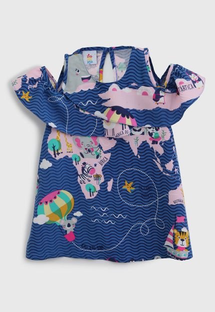 Vestido Zig Zig Zaa Infantil Planeta Azul - Marca Zig Zig Zaa