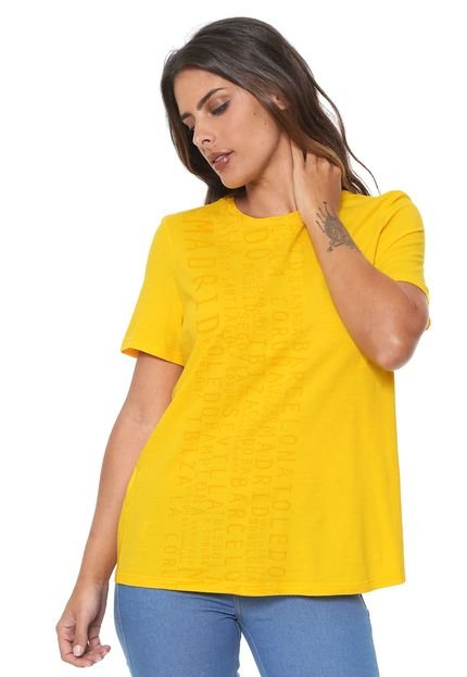 Camiseta Lança Perfume Lettering Amarela - Marca Lança Perfume
