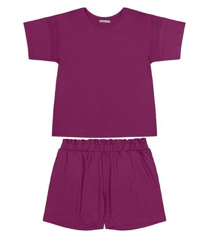 Conjunto Plus Size Blusa Com Shorts Secret Glam Roxo - Marca Secret Glam