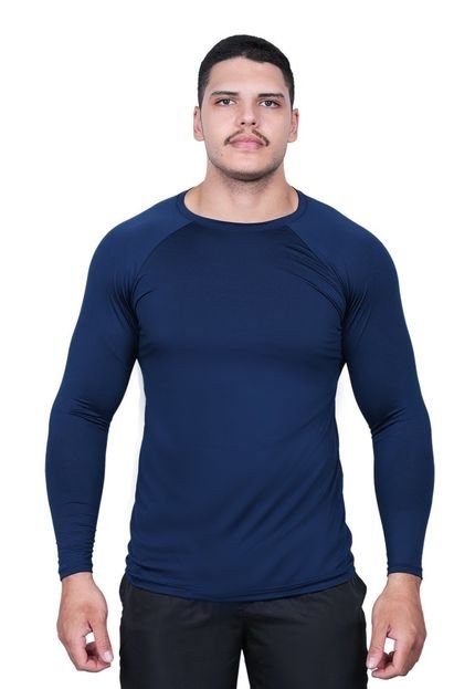 Camiseta Masculina Térmica UV Techmalhas Azul Marinho - Marca TECHMALHAS