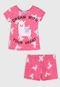 Pijama Kyly Curto Infantil Lhama Rosa - Marca Kyly