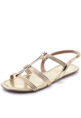 Rasteira DAFITI SHOES Tiras Dourada - Compre Agora