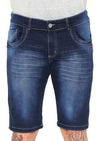 Bermuda Jeans FiveBlu Slim Estonada Azul-Marinho