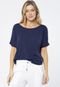 Blusa Morcego Amazonia Vital Malha Gola Canoa Manga Curta Azul Marinho - Marca Amazonia Vital