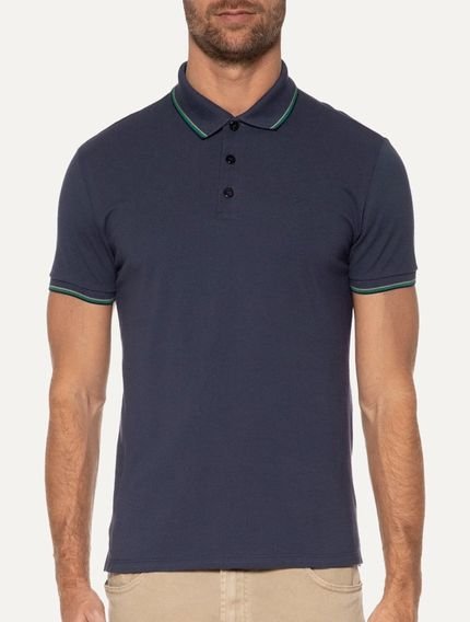 Polo Ellus Masculina Piquet Classic Easa Friso Azul Marinho - Marca Ellus