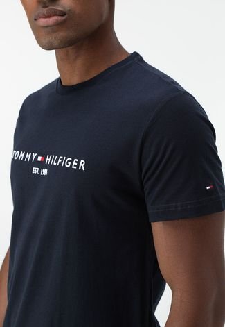 Camiseta Tommy Hilfiger Logo Azul-Marinho