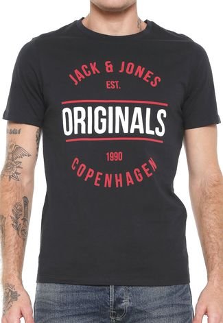 Camiseta Jack & Jones Lettering Preta
