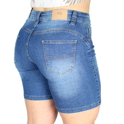Shorts Jeans R7jeans Feminino Cintura Media Alta Lavagem Stone   Used   Puído - Marca R7 Jeans