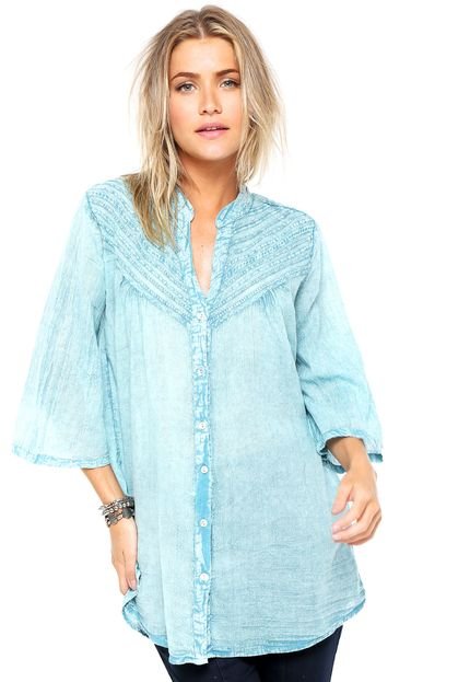 Camisa Aishty Bordado Azul Claro - Marca Aishty