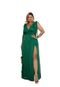 Vestido Longo de Festa decote em V Plus size Curvy Lurex Phinnatta Verde Esmeralda - Marca Cia do Vestido