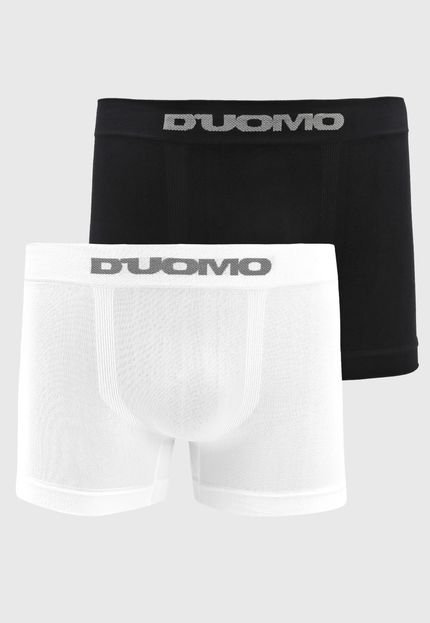 Kit 2 Pçs Cueca CUECAS D'UOMO Boxer Logo Branca/Preta - Marca CUECAS D'UOMO
