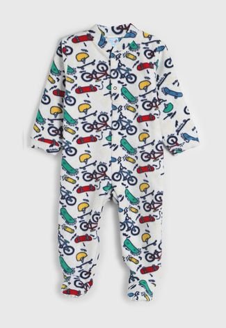 Pijama Bebê Tip Top Longo Bike Branco