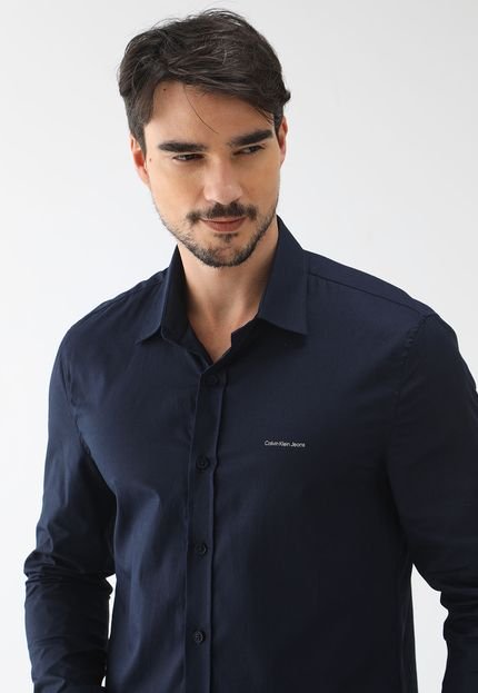 Camisa Calvin Klein Jeans Regular Logo Azul - Marca Calvin Klein Jeans