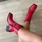 Bota Texana Janet Bico Quadrado Vermelho Vermelho - Marca Damannu Shoes