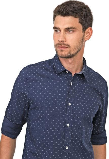 Camisa JAB Reta Estampada Azul-Marinho - Marca JAB