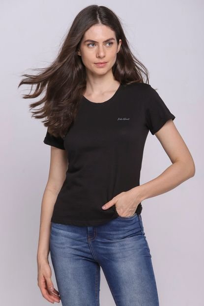 Camiseta Feminina Logo Manúscrito Polo Wear Preto - Marca Polo Wear