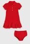 Vestido Polo Ralph Lauren Infantil Babado Com Tapa Fralda Vermelho - Marca Polo Ralph Lauren