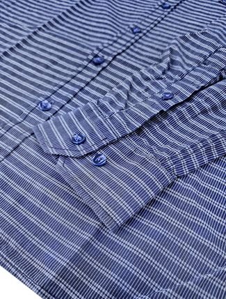 Camisa Dudalina Masculina Comfort Superfine Cotton Listra Xadrez Azul Marinho