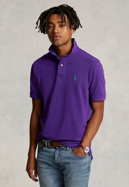 Camisa Polo Polo Ralph Lauren Slim Logo Roxa - Marca Polo Ralph Lauren