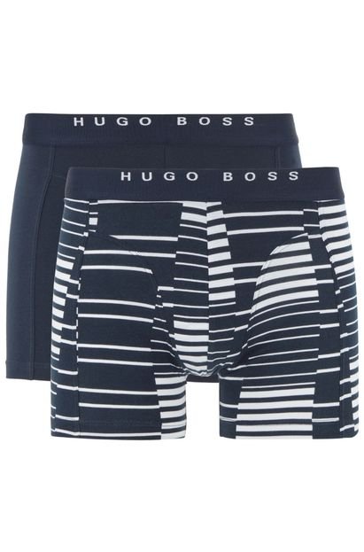 Conjunto BOSS 2 cuecas boxer estampadas Azul marinho - Marca BOSS
